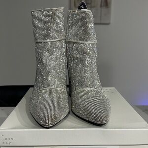 A New Day Glittering Silver Ankle Booties